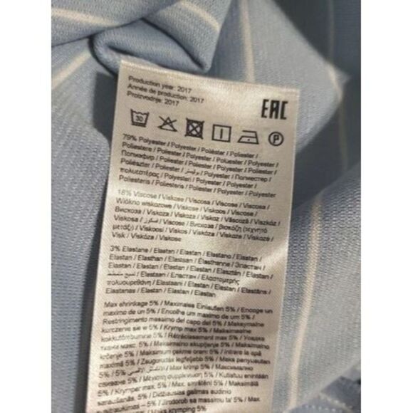 Vila Celestial Blue Ruffled Striped Knee Length Dress Size S New - Picture 5 of 11